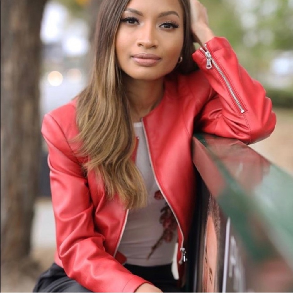 RARE & GORGEOUS ZARA NWT Faux Leather Red Jacket - Picture 2 of 8